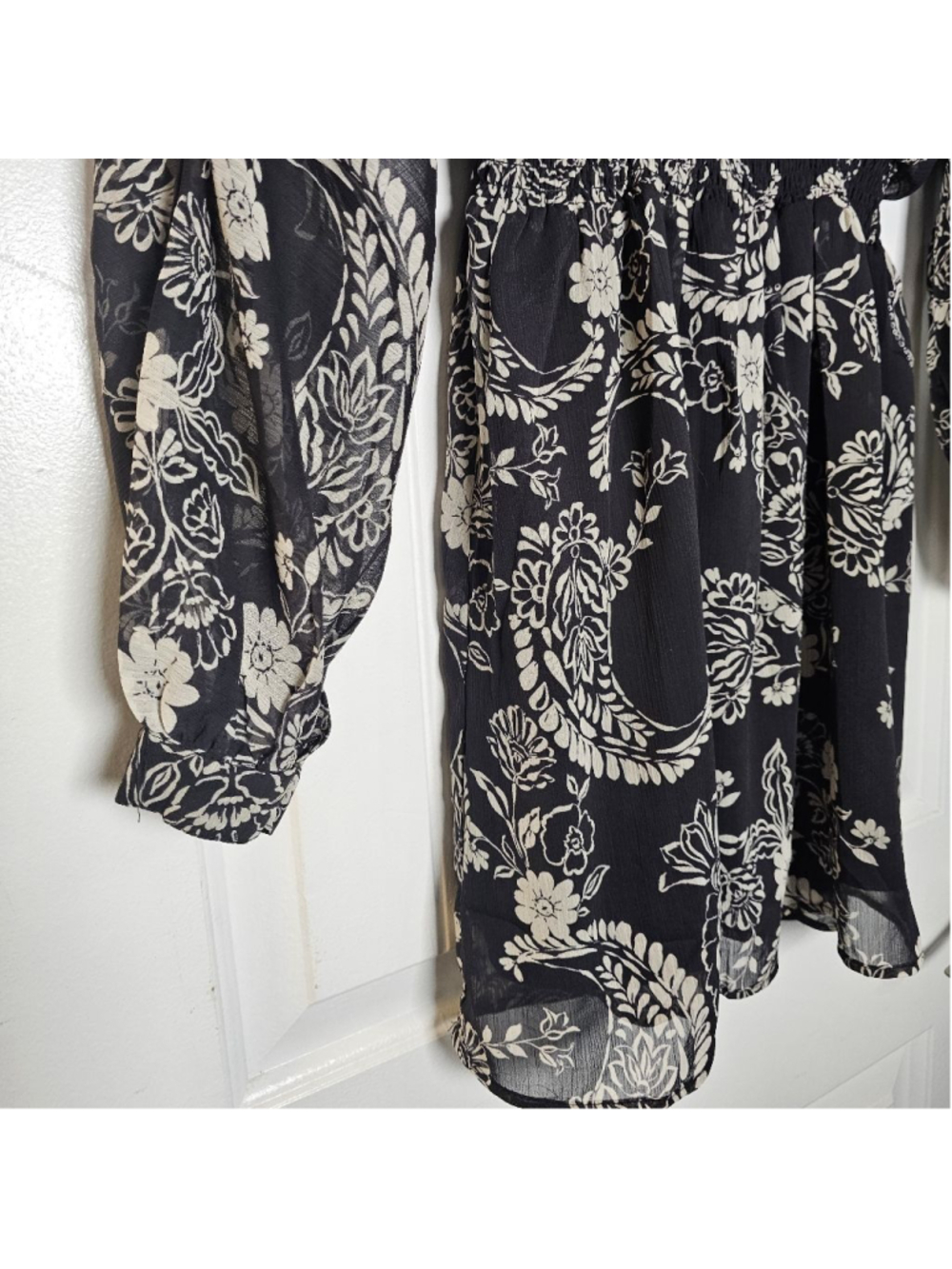 12th Tribe black, cream floral tunic short dress/long shirt - Picture 8 of 15